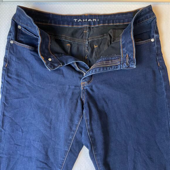 Tahari Women Skinny Jeans size 10 / 30 Navy Blue Mid Rise Stretch - Picture 2 of 12